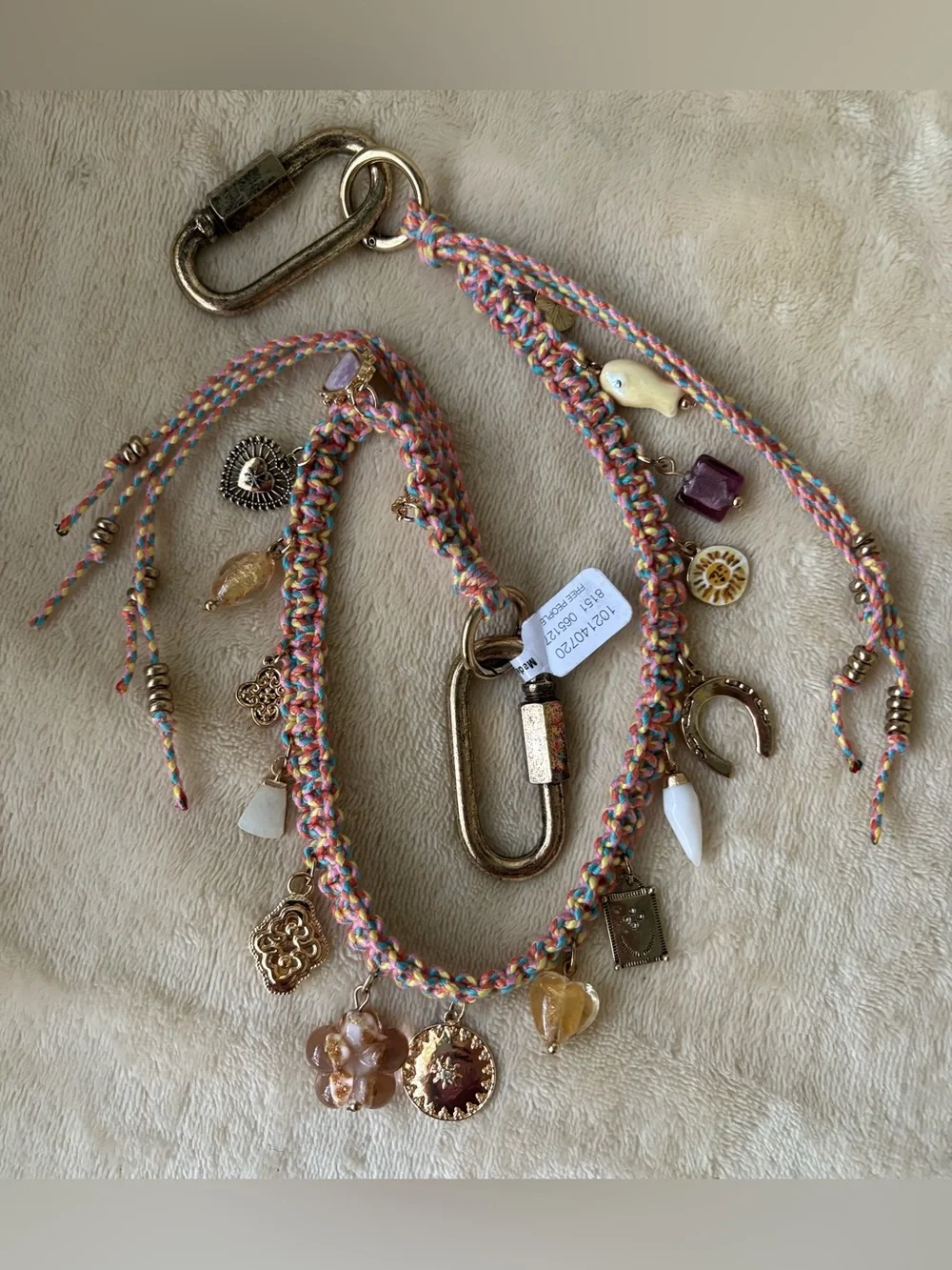 Free People Friendship Swag Bag Charm 🔥New with tags!🔥RARE Pink Multi Color!